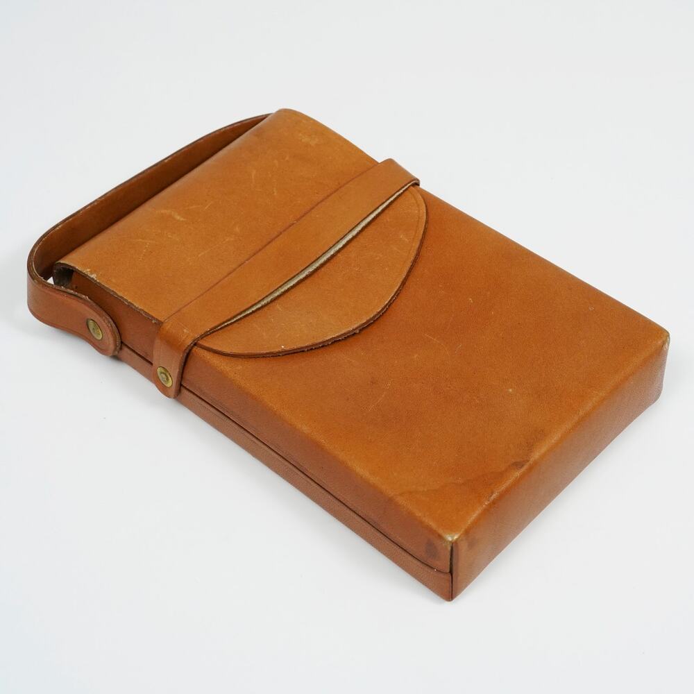 Vintage Brown Leather Carrying Case for Polaroid SX-70 Folding Camera Strap Case